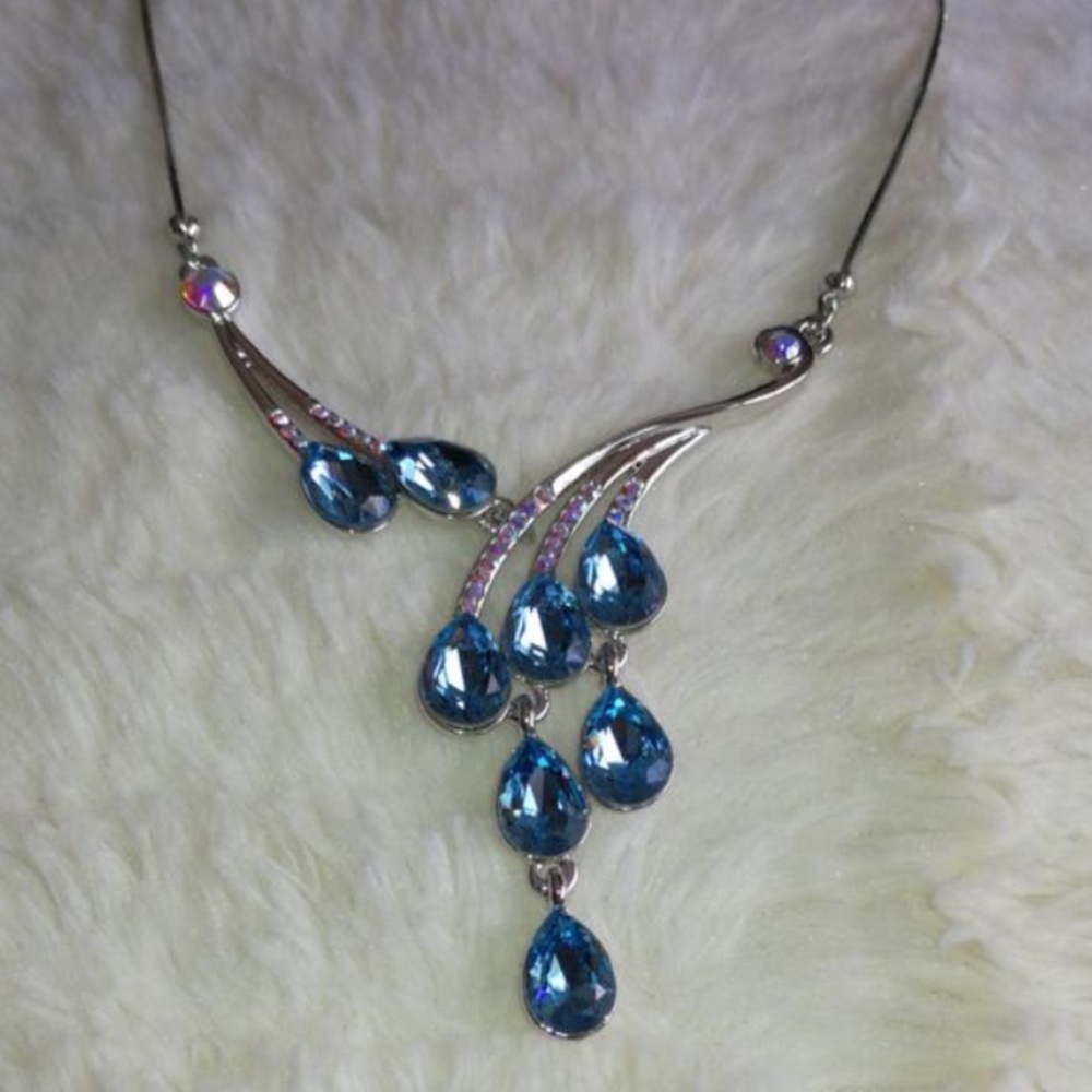 Blue Crystal Drops Princess Necklace